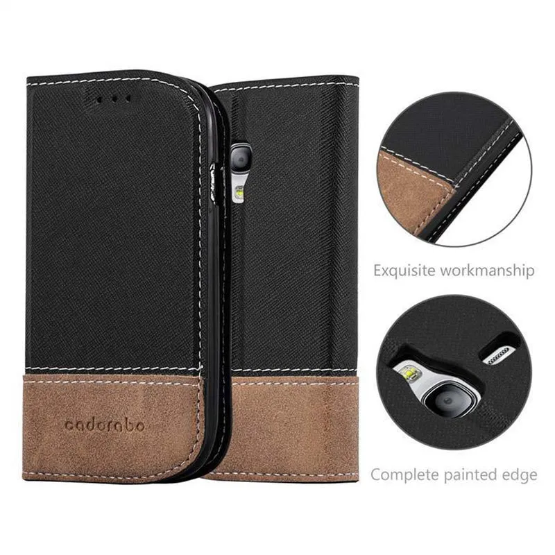 Cadorabo Hülle kompatibel mit Samsung Galaxy S3 MINI Schutzhülle mit Magnetverschluss, Standfunktion und Kartenfach