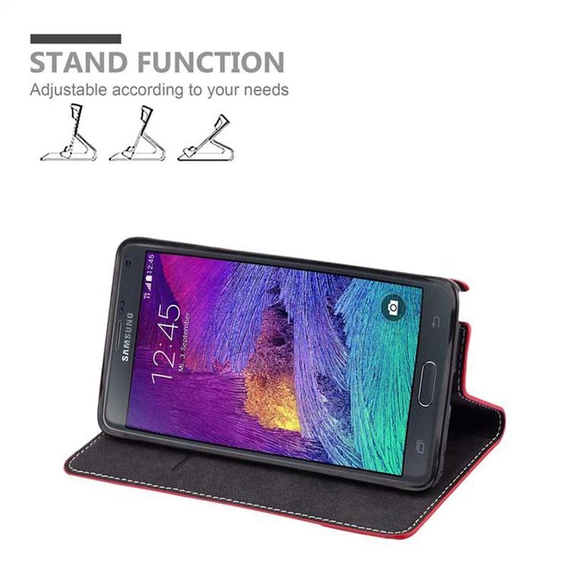 Cadorabo Hülle kompatibel mit Samsung Galaxy NOTE 4 Schutzhülle mit Magnetverschluss, Standfunktion und Kartenfach