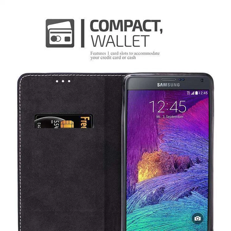 Cadorabo Hülle kompatibel mit Samsung Galaxy NOTE 4 Schutzhülle mit Magnetverschluss, Standfunktion und Kartenfach