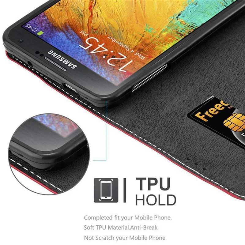Cadorabo Hülle kompatibel mit Samsung Galaxy NOTE 3 Schutzhülle mit Magnetverschluss, Standfunktion und Kartenfach
