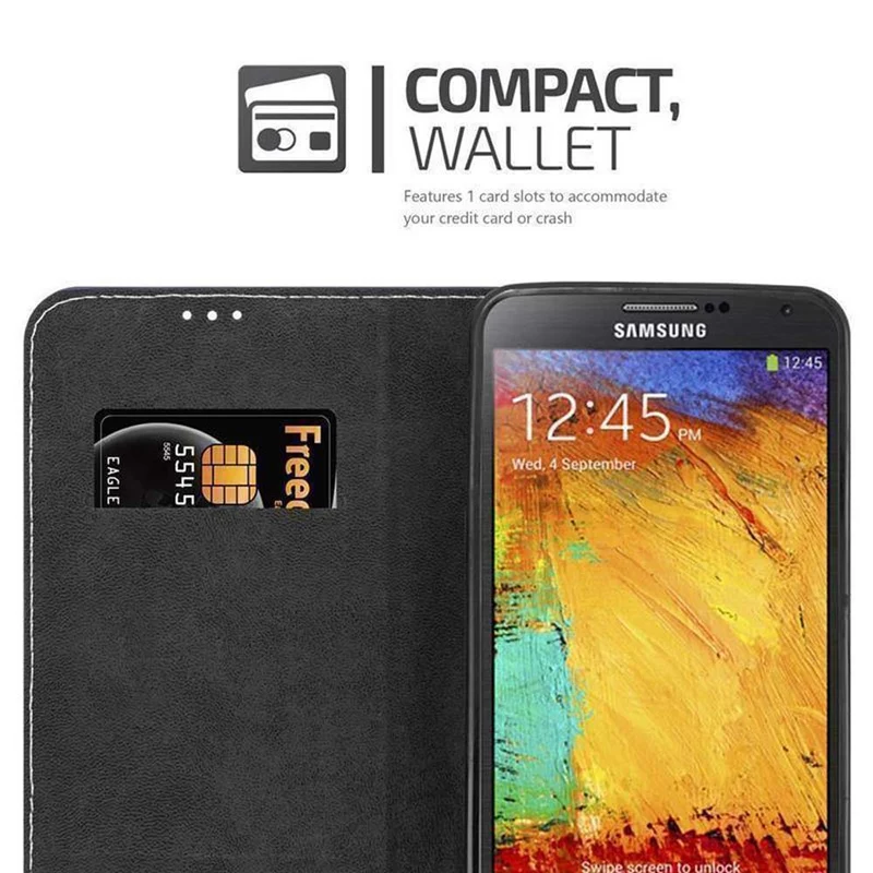 Cadorabo Hülle kompatibel mit Samsung Galaxy NOTE 3 Schutzhülle mit Magnetverschluss, Standfunktion und Kartenfach