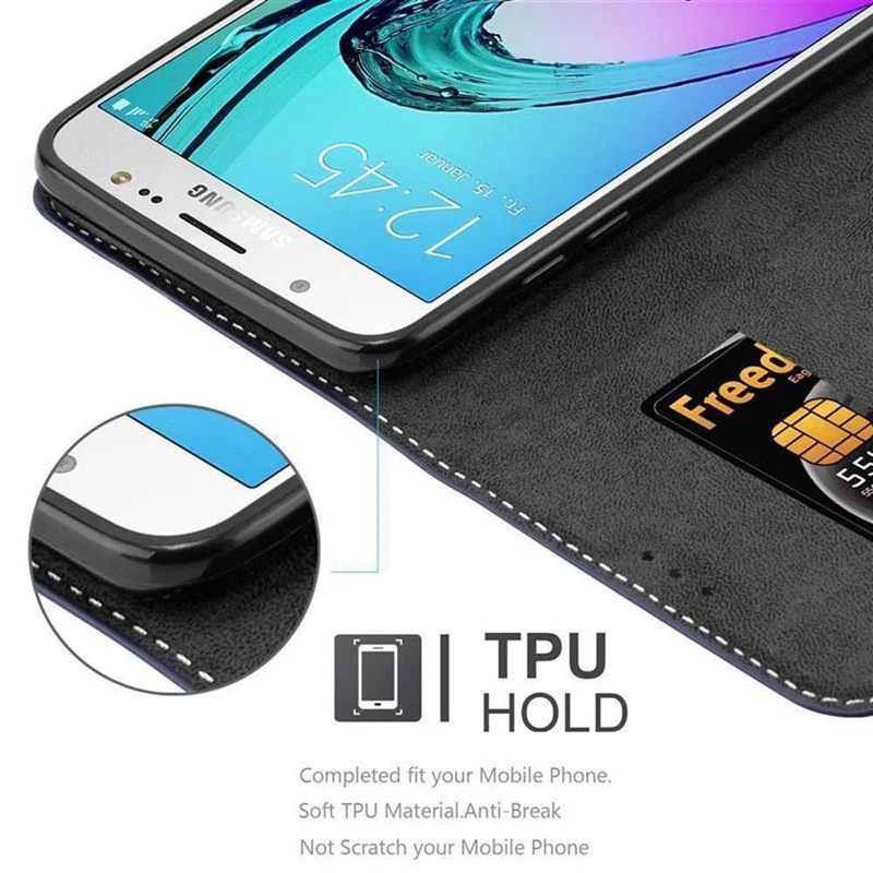 Cadorabo Hülle kompatibel mit Samsung Galaxy J7 2016 Schutzhülle mit Magnetverschluss, Standfunktion und Kartenfach