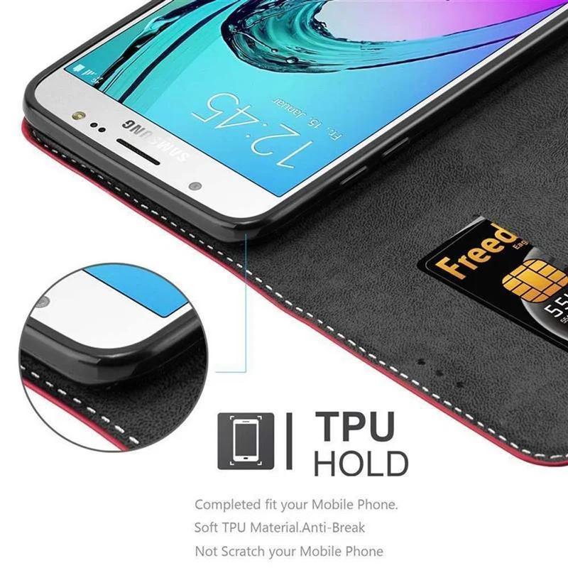 Cadorabo Hülle kompatibel mit Samsung Galaxy J7 2016 Schutzhülle mit Magnetverschluss, Standfunktion und Kartenfach