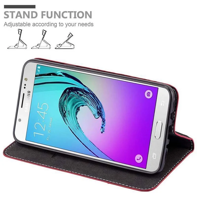Cadorabo Hülle kompatibel mit Samsung Galaxy J7 2016 Schutzhülle mit Magnetverschluss, Standfunktion und Kartenfach