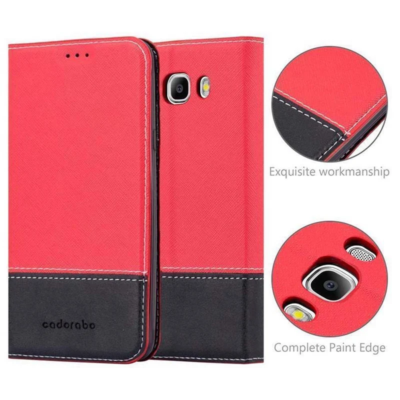 Cadorabo Hülle kompatibel mit Samsung Galaxy J7 2016 Schutzhülle mit Magnetverschluss, Standfunktion und Kartenfach