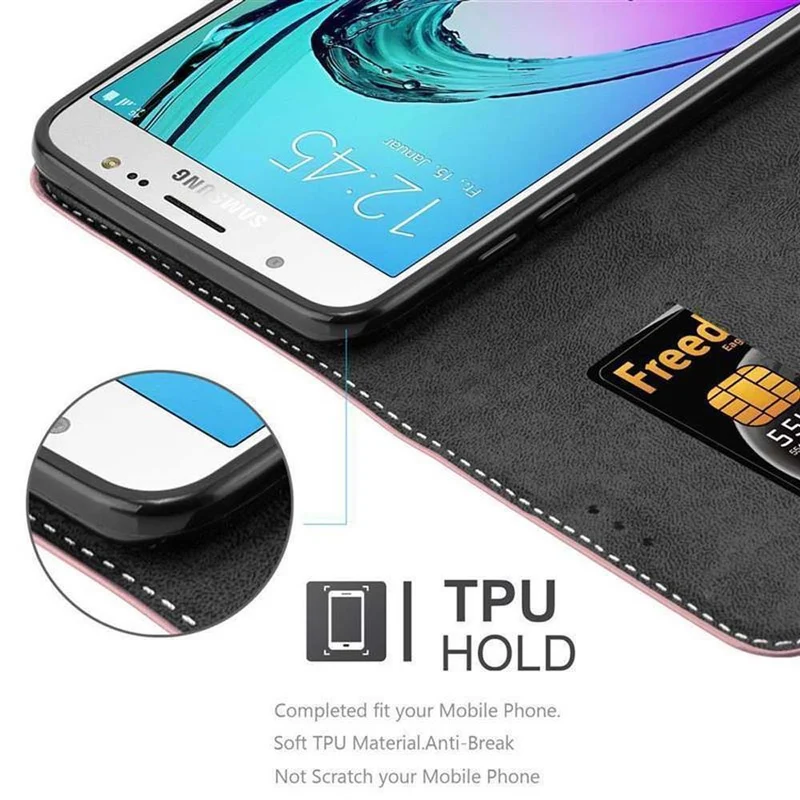 Cadorabo Hülle kompatibel mit Samsung Galaxy J7 2016 Schutzhülle mit Magnetverschluss, Standfunktion und Kartenfach