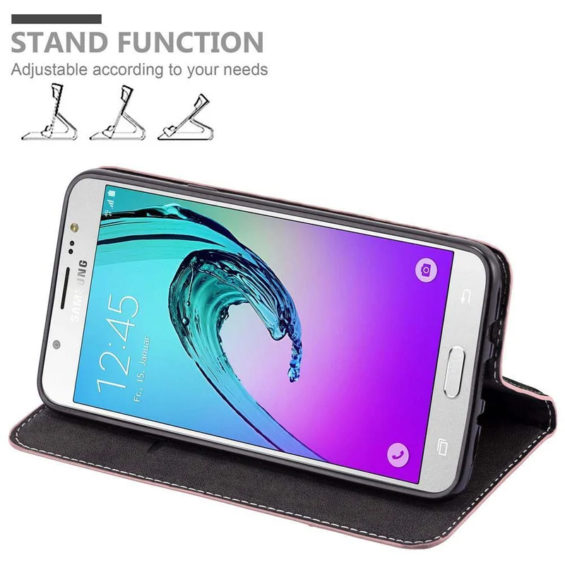 Cadorabo Hülle kompatibel mit Samsung Galaxy J7 2016 Schutzhülle mit Magnetverschluss, Standfunktion und Kartenfach