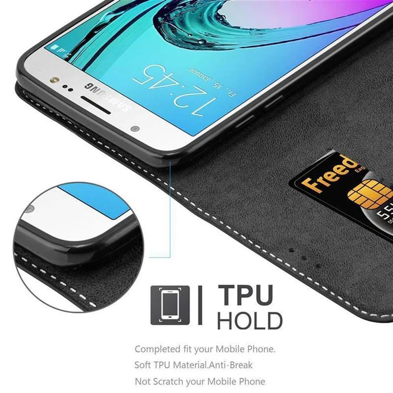Cadorabo Hülle kompatibel mit Samsung Galaxy J7 2016 Schutzhülle mit Magnetverschluss, Standfunktion und Kartenfach