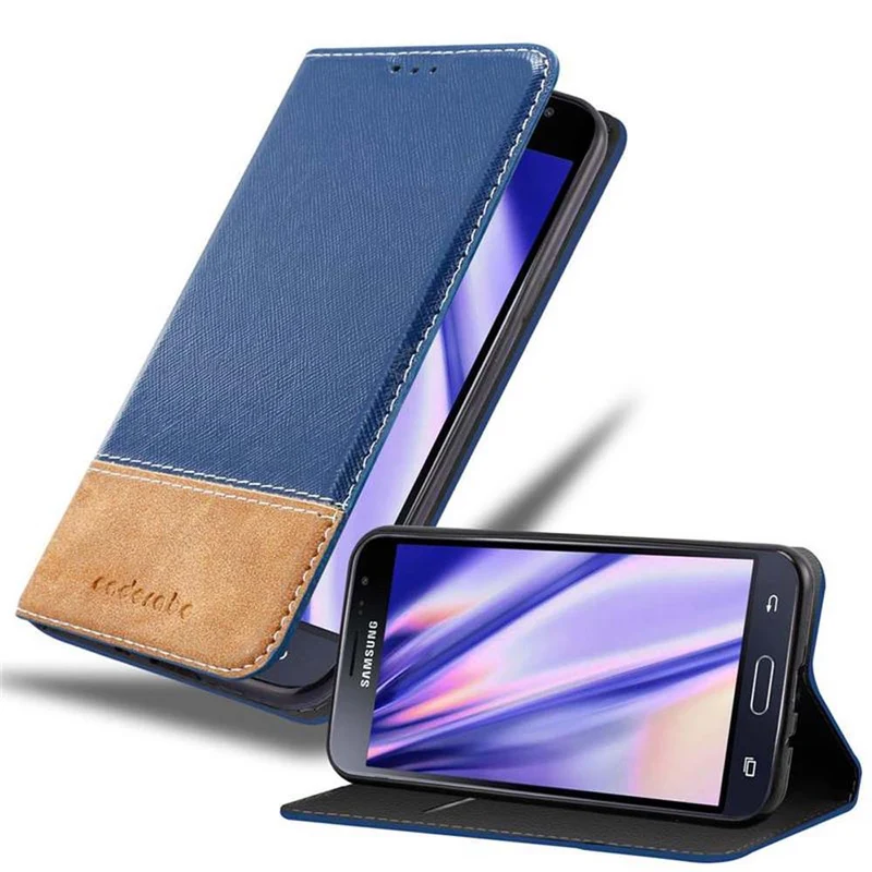 Cadorabo Hülle kompatibel mit Samsung Galaxy J3 2016 Schutzhülle mit Magnetverschluss, Standfunktion und Kartenfach