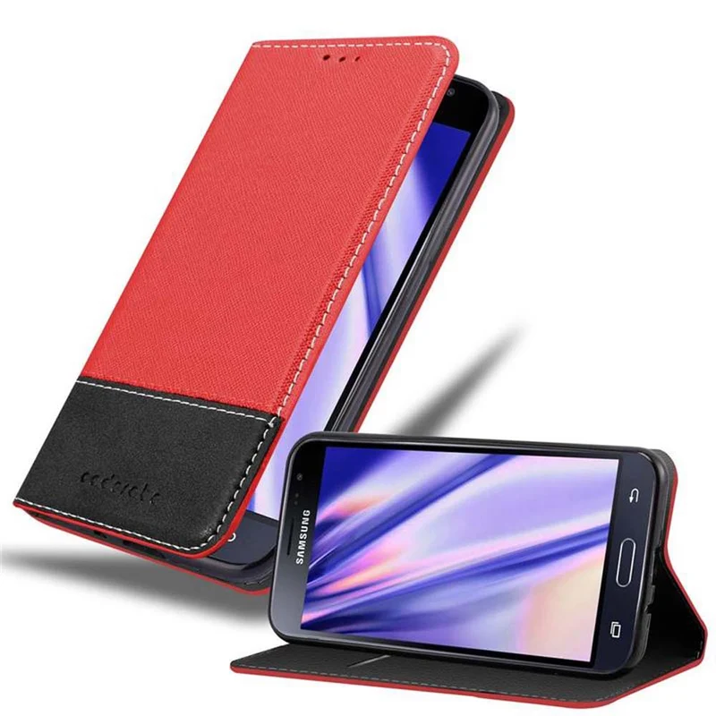 Cadorabo Hülle kompatibel mit Samsung Galaxy J3 2016 Schutzhülle mit Magnetverschluss, Standfunktion und Kartenfach
