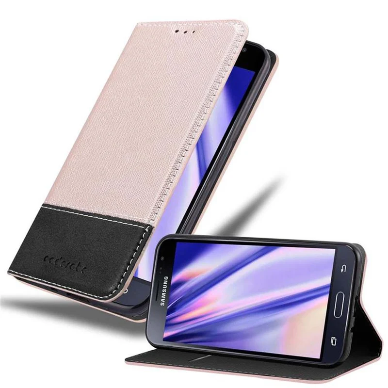 Cadorabo Hülle kompatibel mit Samsung Galaxy J3 2016 Schutzhülle mit Magnetverschluss, Standfunktion und Kartenfach