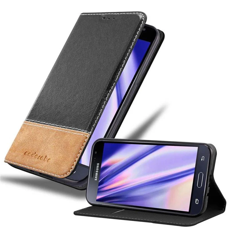 Cadorabo Hülle kompatibel mit Samsung Galaxy J3 2016 Schutzhülle mit Magnetverschluss, Standfunktion und Kartenfach