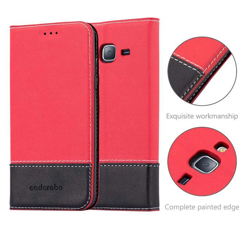 Cadorabo Hülle kompatibel mit Samsung Galaxy J3 2016 Schutzhülle mit Magnetverschluss, Standfunktion und Kartenfach