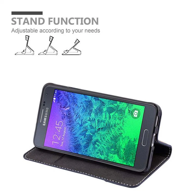 Cadorabo Hülle kompatibel mit Samsung Galaxy ALPHA Schutzhülle mit Magnetverschluss, Standfunktion und Kartenfach