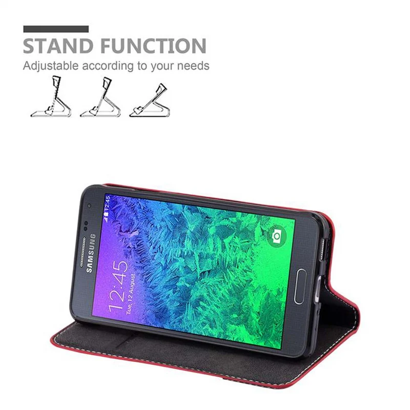 Cadorabo Hülle kompatibel mit Samsung Galaxy ALPHA Schutzhülle mit Magnetverschluss, Standfunktion und Kartenfach