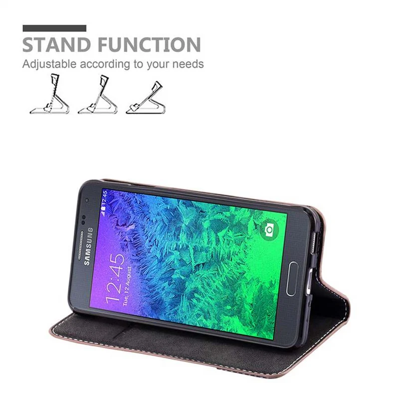 Cadorabo Hülle kompatibel mit Samsung Galaxy ALPHA Schutzhülle mit Magnetverschluss, Standfunktion und Kartenfach