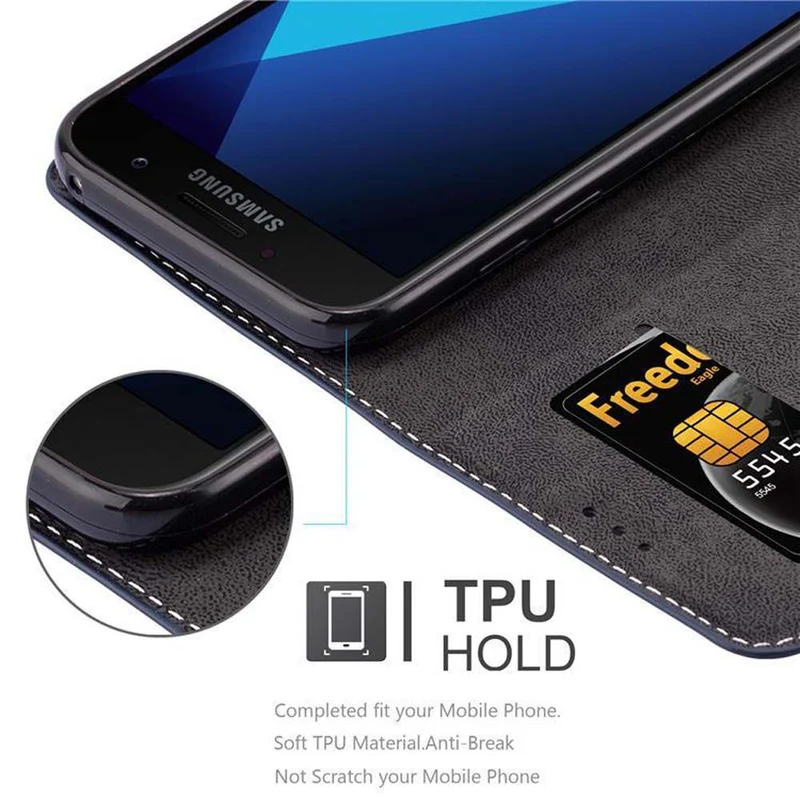 Cadorabo Hülle kompatibel mit Samsung Galaxy A5 2017 Schutzhülle mit Magnetverschluss, Standfunktion und Kartenfach