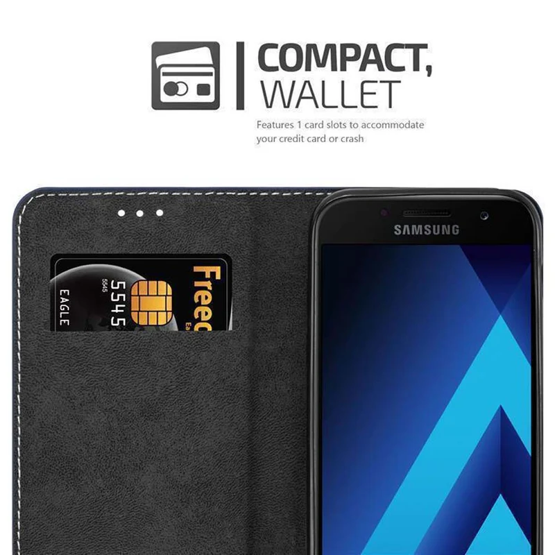 Cadorabo Hülle kompatibel mit Samsung Galaxy A3 2017 Schutzhülle mit Magnetverschluss, Standfunktion und Kartenfach