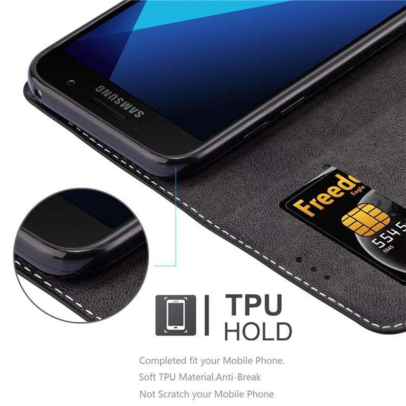 Cadorabo Hülle kompatibel mit Samsung Galaxy A3 2017 Schutzhülle mit Magnetverschluss, Standfunktion und Kartenfach
