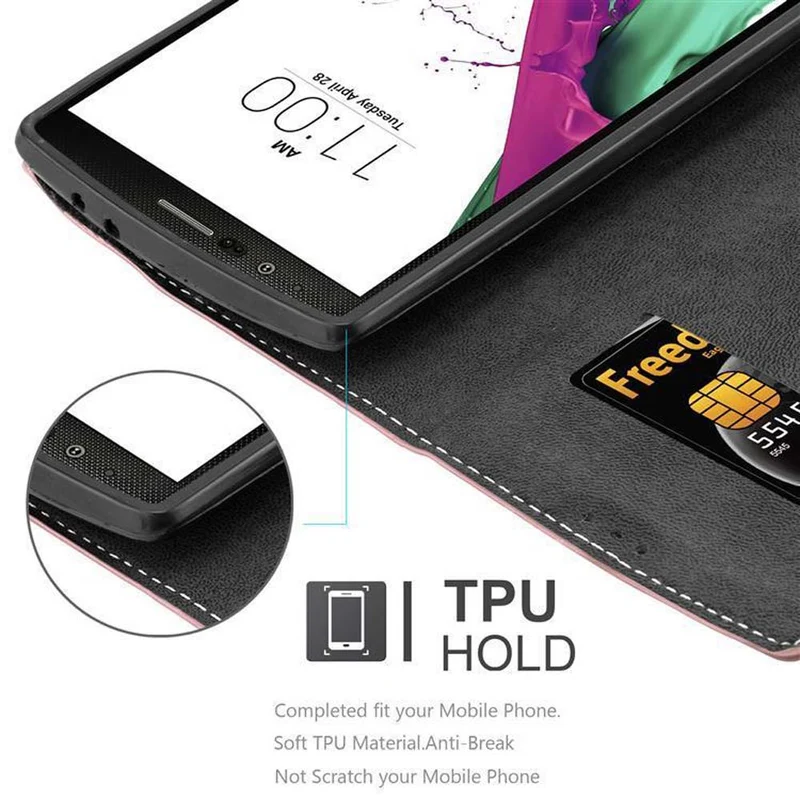 Cadorabo Hülle kompatibel mit LG G4 / G4 PLUS Schutzhülle mit Magnetverschluss, Standfunktion und Kartenfach