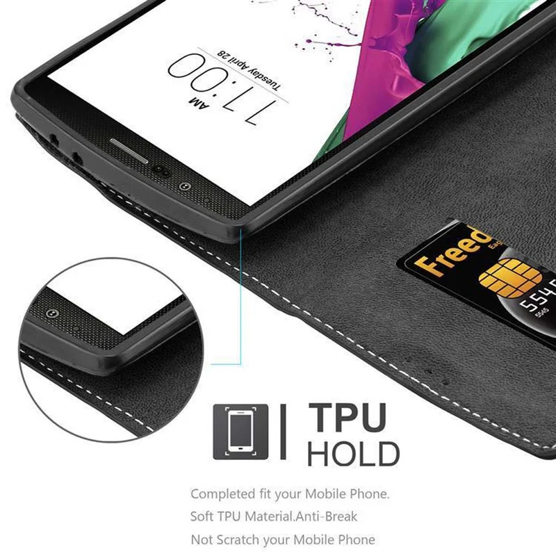 Cadorabo Hülle kompatibel mit LG G4 / G4 PLUS Schutzhülle mit Magnetverschluss, Standfunktion und Kartenfach