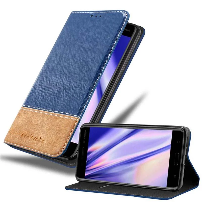 Cadorabo Hülle kompatibel mit Nokia 6 2017 Schutzhülle mit Magnetverschluss, Standfunktion und Kartenfach