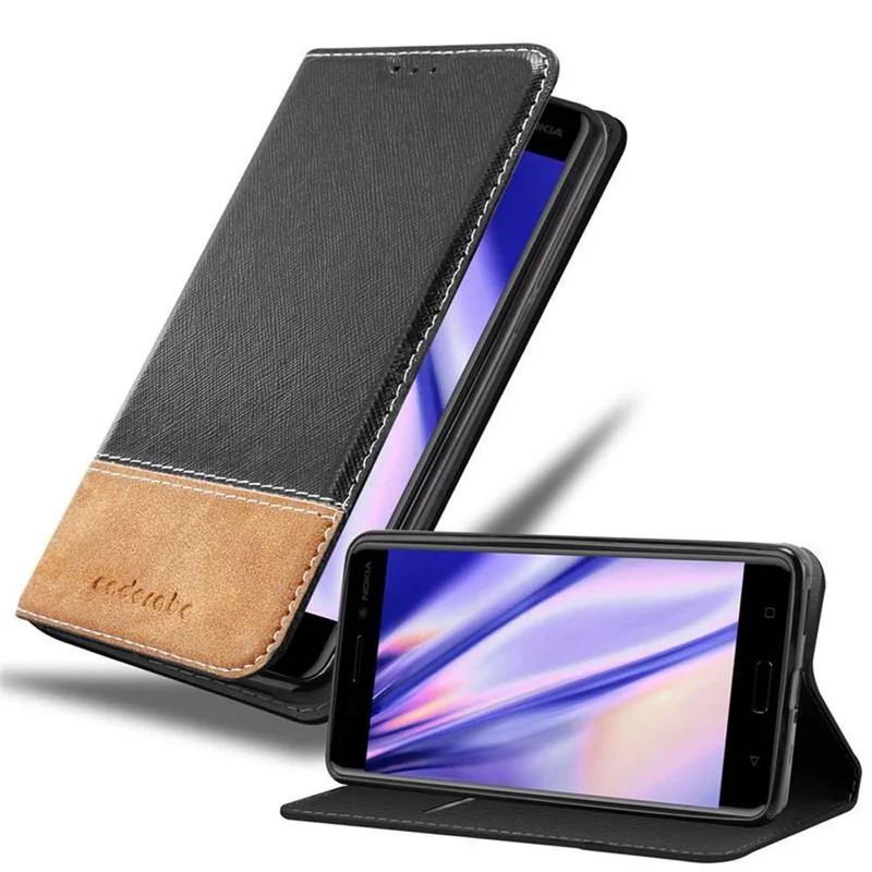 Cadorabo Hülle kompatibel mit Nokia 6 2017 Schutzhülle mit Magnetverschluss, Standfunktion und Kartenfach
