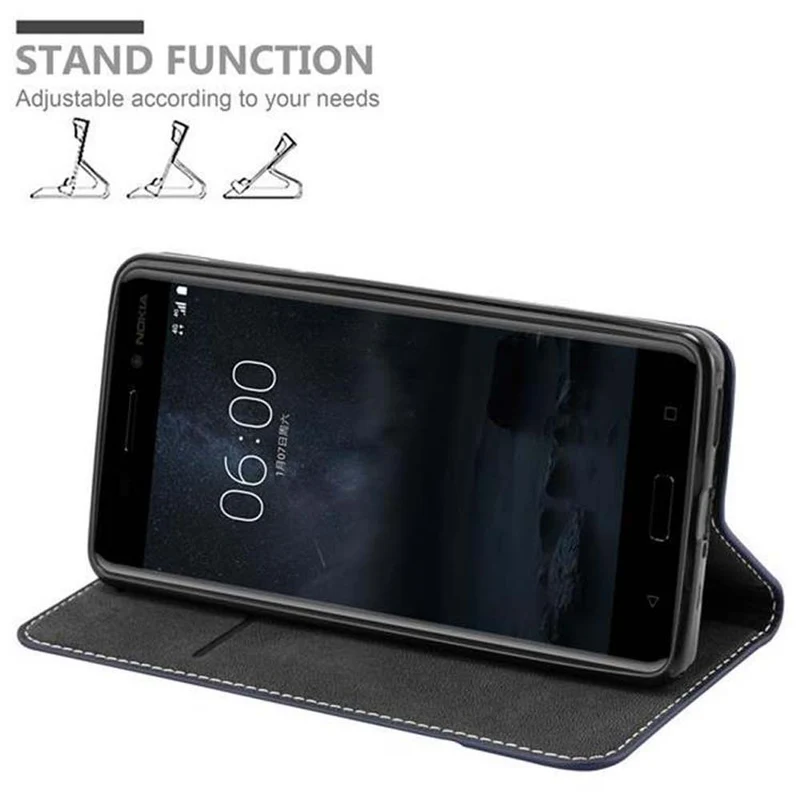Cadorabo Hülle kompatibel mit Nokia 6 2017 Schutzhülle mit Magnetverschluss, Standfunktion und Kartenfach