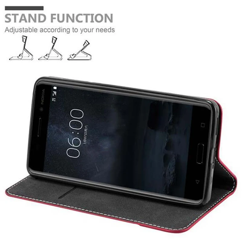 Cadorabo Hülle kompatibel mit Nokia 6 2017 Schutzhülle mit Magnetverschluss, Standfunktion und Kartenfach