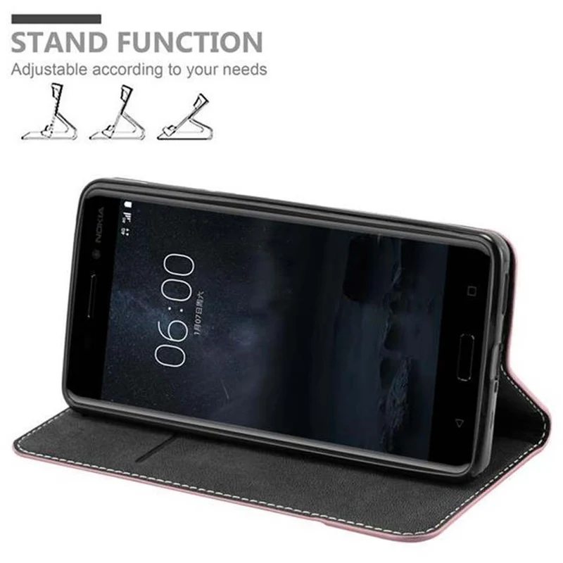 Cadorabo Hülle kompatibel mit Nokia 6 2017 Schutzhülle mit Magnetverschluss, Standfunktion und Kartenfach