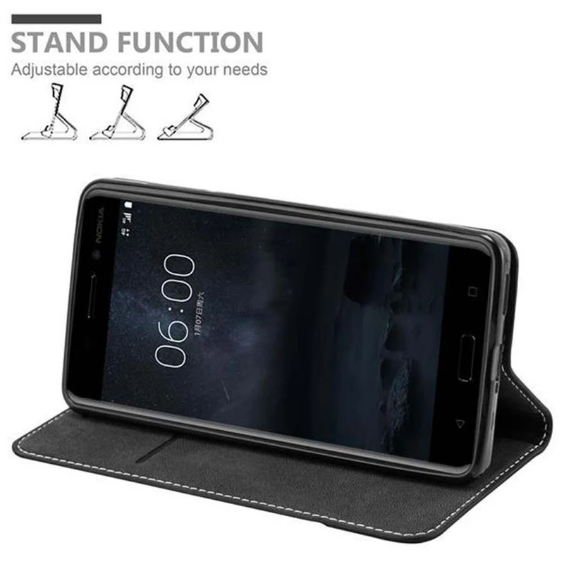 Cadorabo Hülle kompatibel mit Nokia 6 2017 Schutzhülle mit Magnetverschluss, Standfunktion und Kartenfach