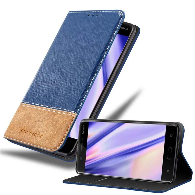 Cadorabo Hülle kompatibel mit Nokia 5 2017 Schutzhülle mit Magnetverschluss, Standfunktion und Kartenfach