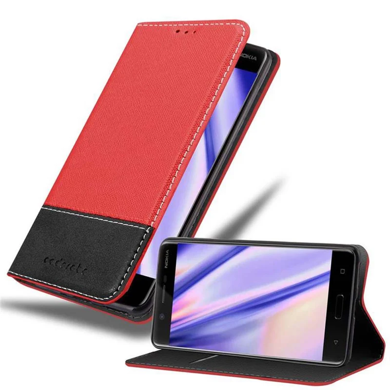 Cadorabo Hülle kompatibel mit Nokia 5 2017 Schutzhülle mit Magnetverschluss, Standfunktion und Kartenfach