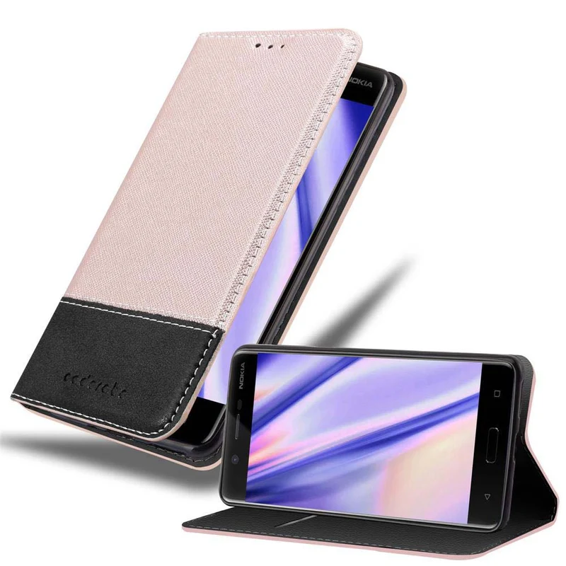 Cadorabo Hülle kompatibel mit Nokia 5 2017 Schutzhülle mit Magnetverschluss, Standfunktion und Kartenfach