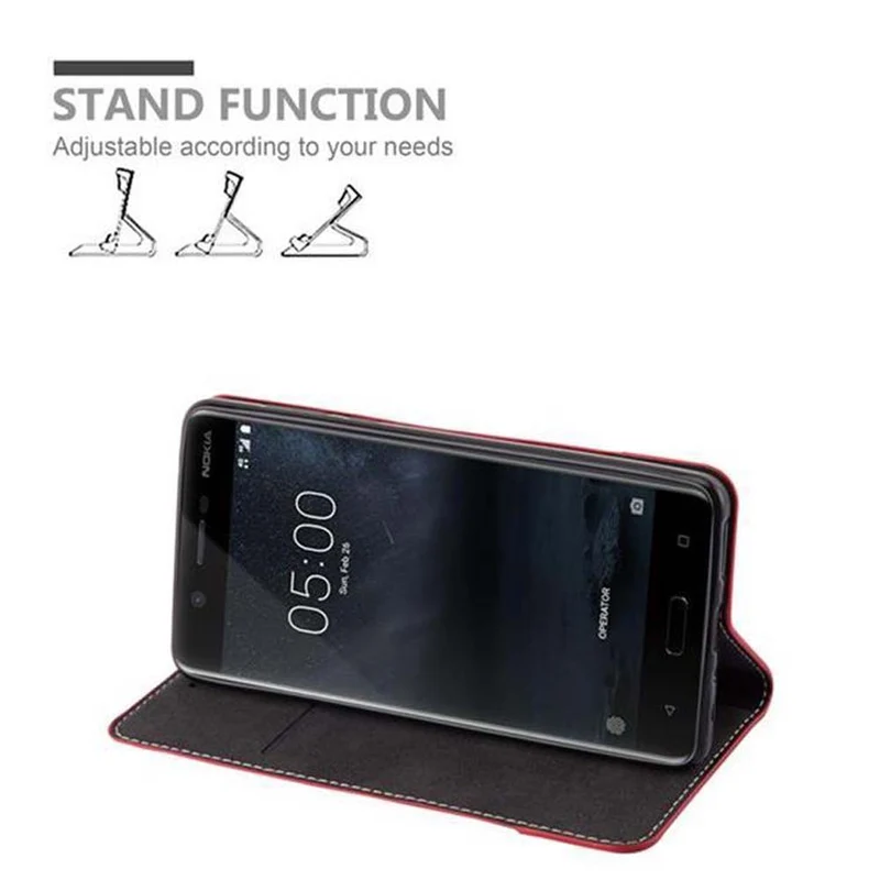 Cadorabo Hülle kompatibel mit Nokia 5 2017 Schutzhülle mit Magnetverschluss, Standfunktion und Kartenfach