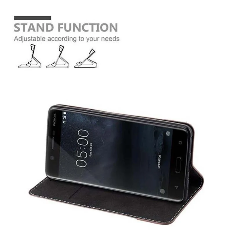 Cadorabo Hülle kompatibel mit Nokia 5 2017 Schutzhülle mit Magnetverschluss, Standfunktion und Kartenfach