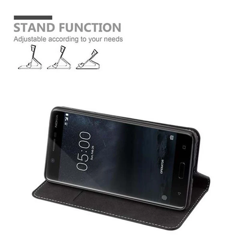 Cadorabo Hülle kompatibel mit Nokia 5 2017 Schutzhülle mit Magnetverschluss, Standfunktion und Kartenfach