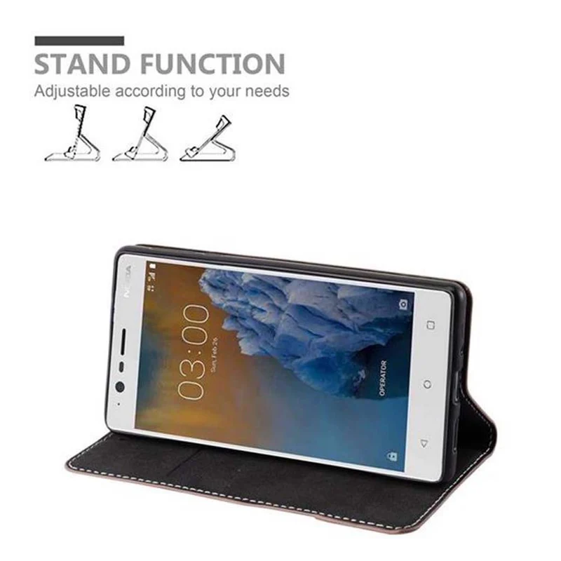 Cadorabo Hülle kompatibel mit Nokia 3 2017 Schutzhülle mit Magnetverschluss, Standfunktion und Kartenfach