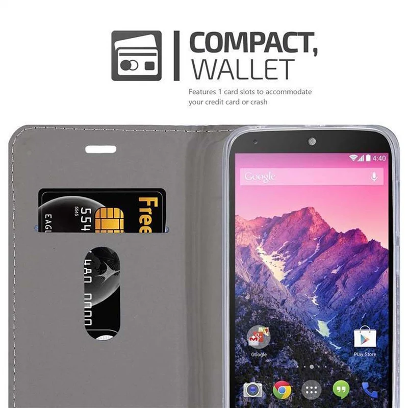 Cadorabo Hülle kompatibel mit LG Google NEXUS 5 Schutzhülle mit Magnetverschluss, Standfunktion und Kartenfach