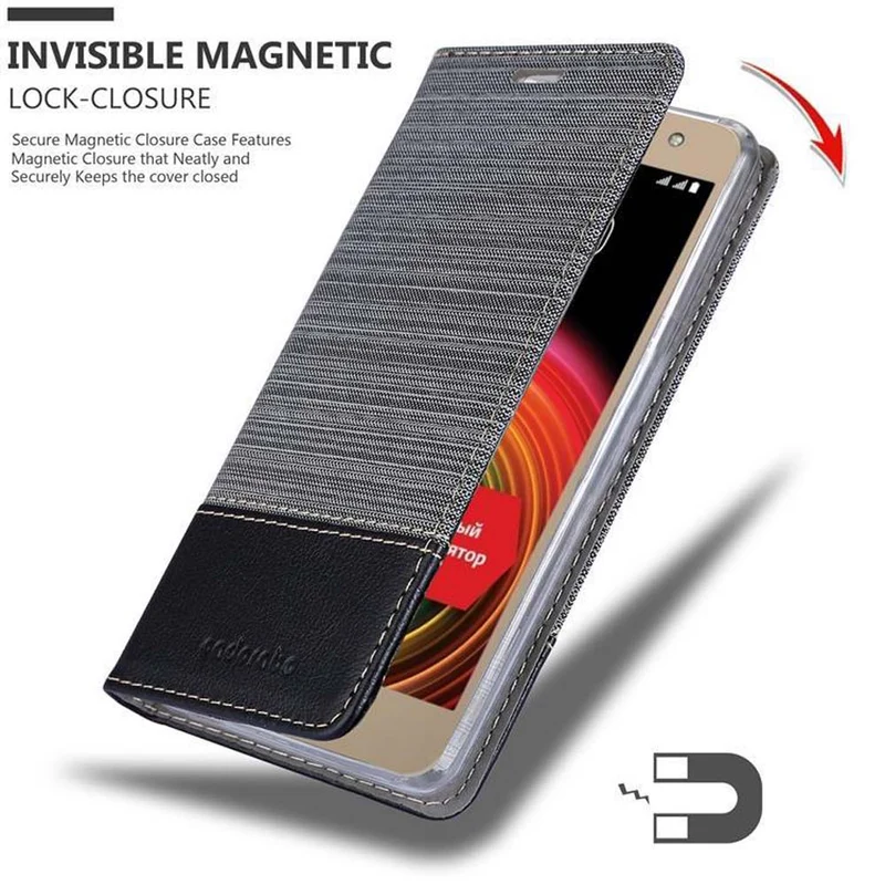 Cadorabo Hülle kompatibel mit LG X POWER 2 Schutzhülle mit Magnetverschluss, Standfunktion und Kartenfach