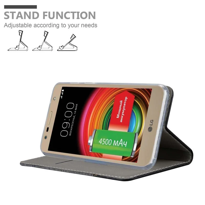 Cadorabo Hülle kompatibel mit LG X POWER 2 Schutzhülle mit Magnetverschluss, Standfunktion und Kartenfach