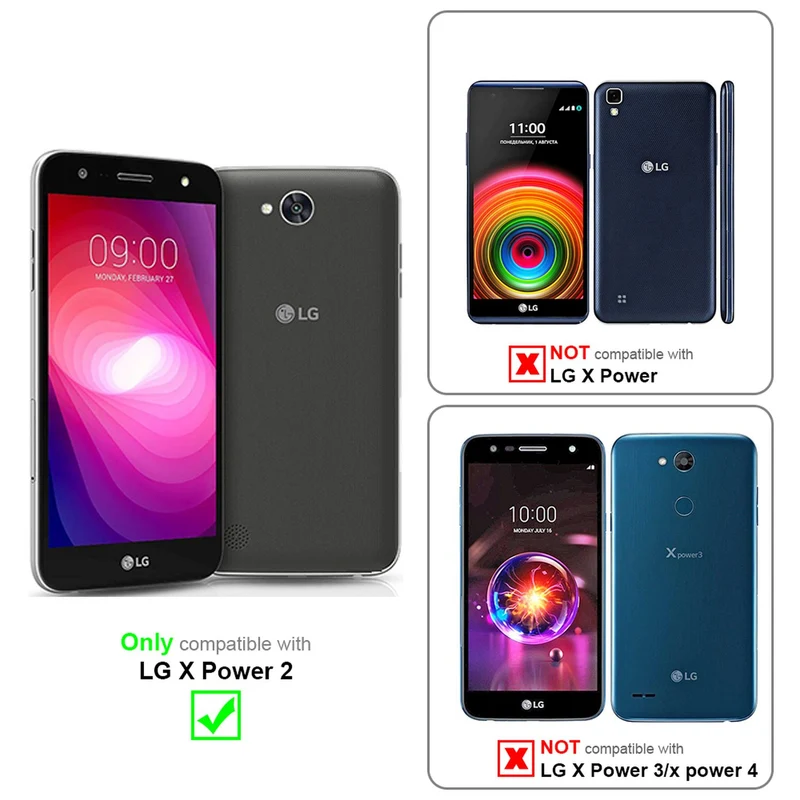Cadorabo Hülle kompatibel mit LG X POWER 2 Schutzhülle mit Magnetverschluss, Standfunktion und Kartenfach