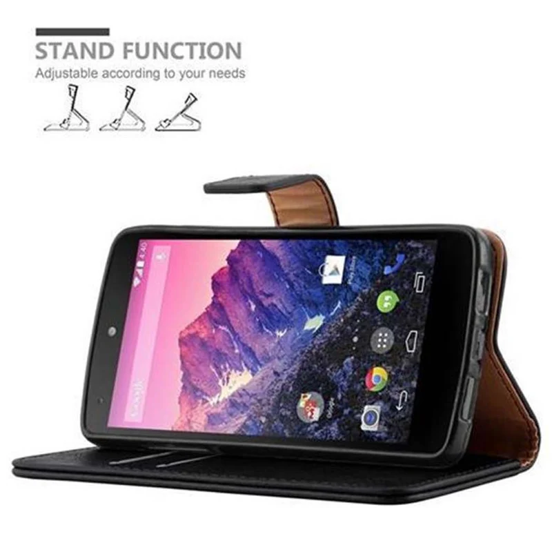 Cadorabo Hülle kompatibel mit LG Google NEXUS 5 Schutzhülle mit Magnetverschluss, Standfunktion und Kartenfach