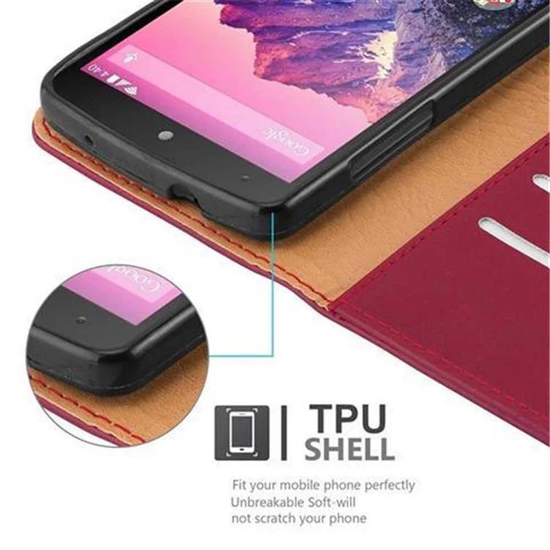 Cadorabo Hülle kompatibel mit LG Google NEXUS 5 Schutzhülle mit Magnetverschluss, Standfunktion und Kartenfach
