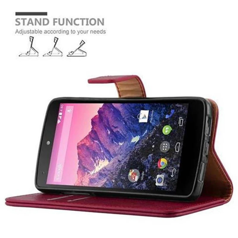 Cadorabo Hülle kompatibel mit LG Google NEXUS 5 Schutzhülle mit Magnetverschluss, Standfunktion und Kartenfach