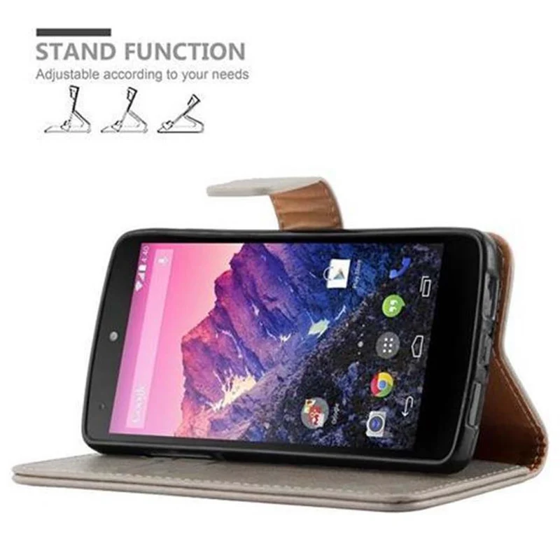 Cadorabo Hülle kompatibel mit LG Google NEXUS 5 Schutzhülle mit Magnetverschluss, Standfunktion und Kartenfach