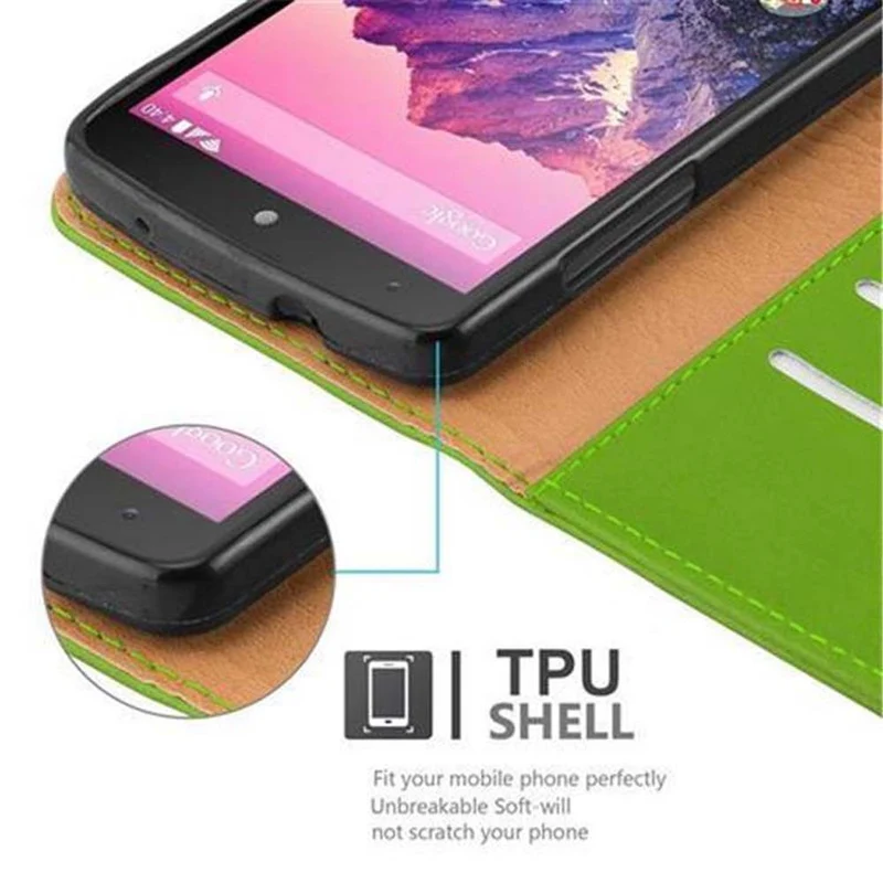 Cadorabo Hülle kompatibel mit LG Google NEXUS 5 Schutzhülle mit Magnetverschluss, Standfunktion und Kartenfach