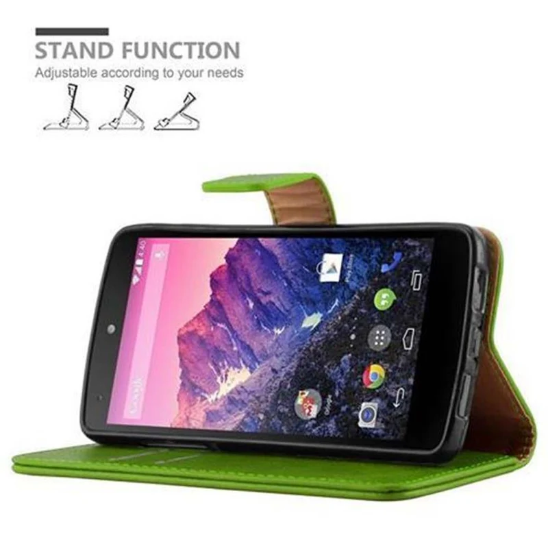 Cadorabo Hülle kompatibel mit LG Google NEXUS 5 Schutzhülle mit Magnetverschluss, Standfunktion und Kartenfach