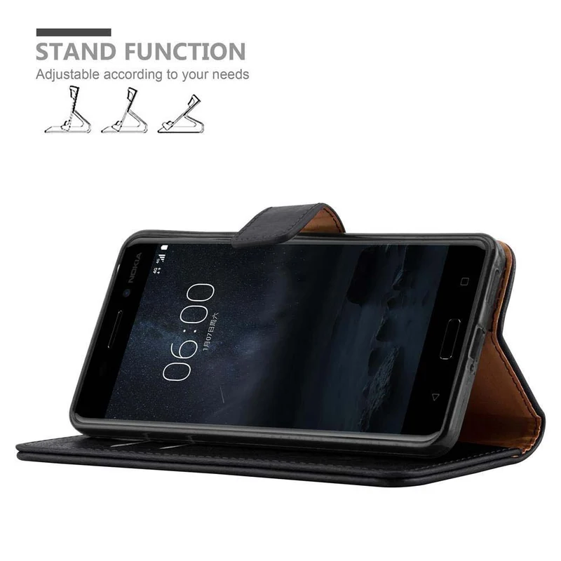 Cadorabo Hülle kompatibel mit Nokia 6 2017 Schutzhülle mit Magnetverschluss, Standfunktion und Kartenfach