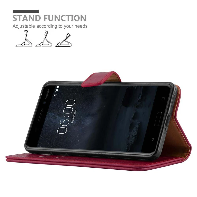 Cadorabo Hülle kompatibel mit Nokia 6 2017 Schutzhülle mit Magnetverschluss, Standfunktion und Kartenfach